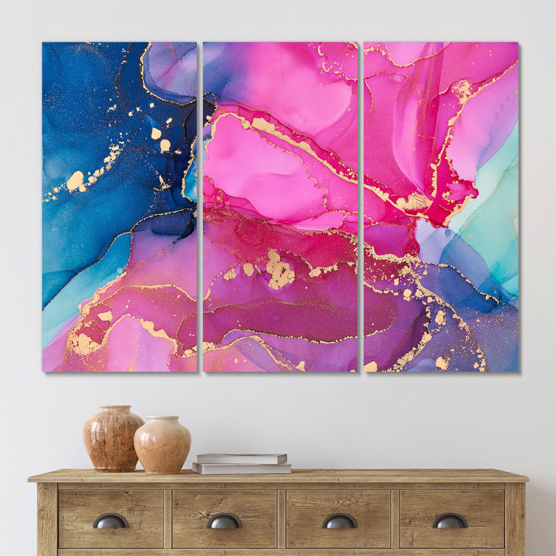 «Mauve et rose», impression abstraite sur toile, art mural moderne sur toile, H 32 po x l 48 po x P 1 po