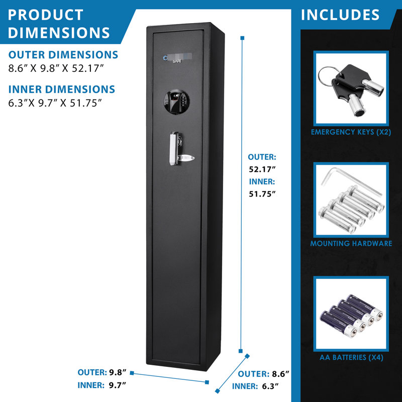Coffre-fort de protection en acier noir 1,83 pi cu