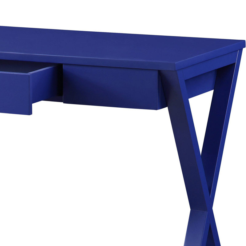 Bureau d'écriture Twilight Blue 1 avec base en X pour console de bureau efficace et tiroir