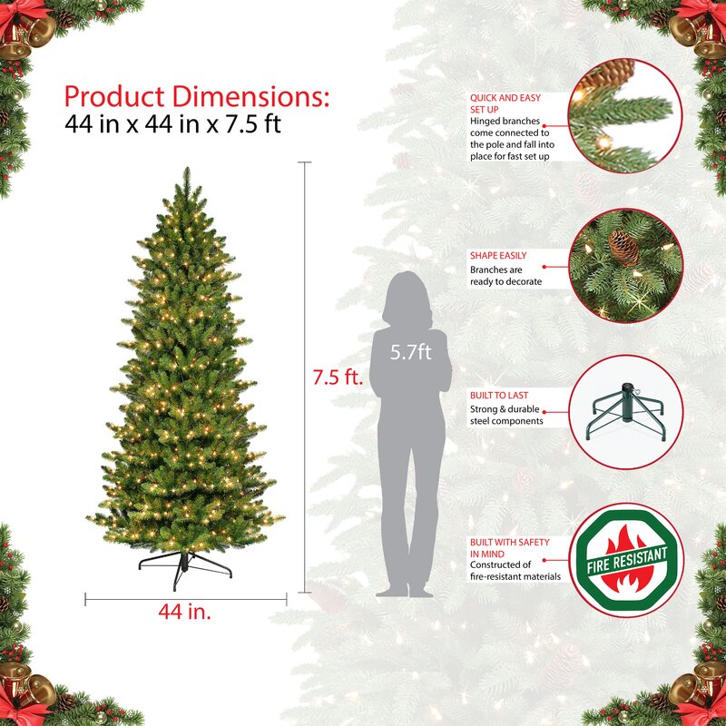 Artificial Fir Christmas Tree with Clear Lights & Reviews | Joss & Main