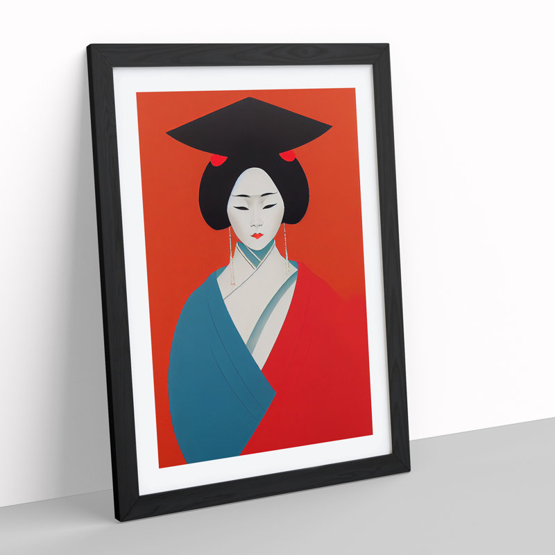 XV1022-3746X Remarkable Geisha - Print, Black Framed, 66cm H x 48cm W, White