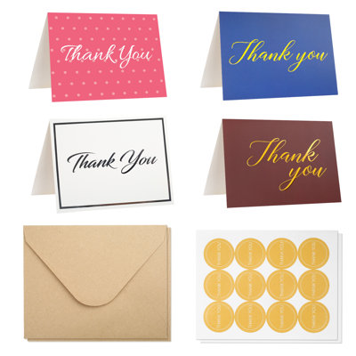 Cartes de remerciement avec enveloppes et autocollants