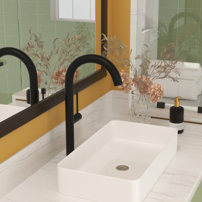 Lavabo vasque en céramique de forme élégante 24 po x 14 po - rectangulaire, résistant aux acides, pour divers endroits Blanc de salle de bain 24 x 14 de qualité, finition lisse, tous les espaces