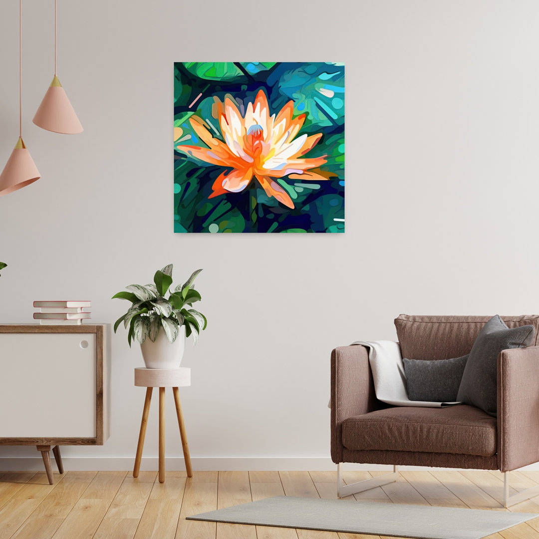 Modern Lotus Lily Pond Abstract Contemporary Wall Art Print