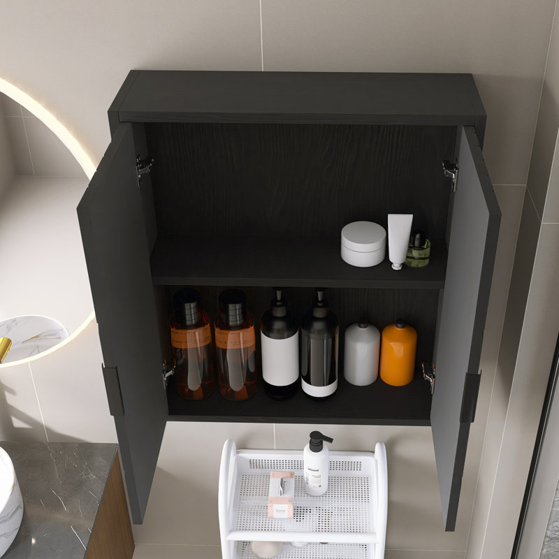Armoire de salle de bain murale rayée avec portes et tablette, poignées en métal pour la salle de bain, la cuisine, la salle de lavage