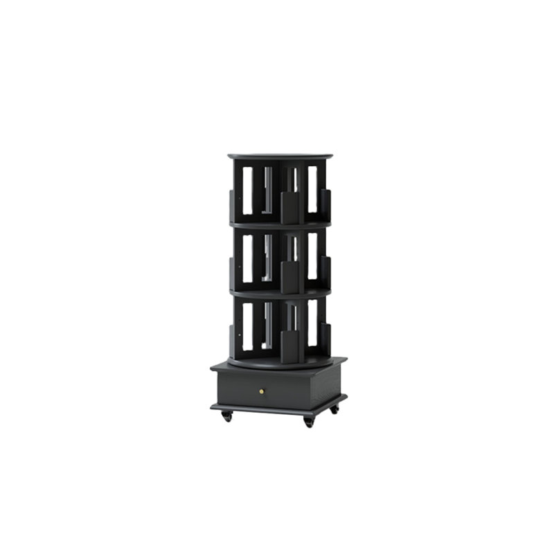 Bibliothèque rotative de style moderne, (3 tablettes) H 46,85 po x l 19,29 po x P 19,29 po, Noir