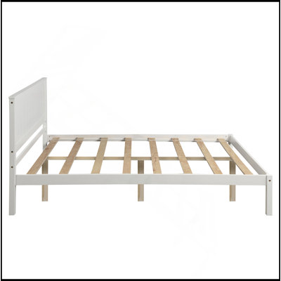 Base de lit plateforme avec tête de lit, support à lattes de bois, aucun sommier requis