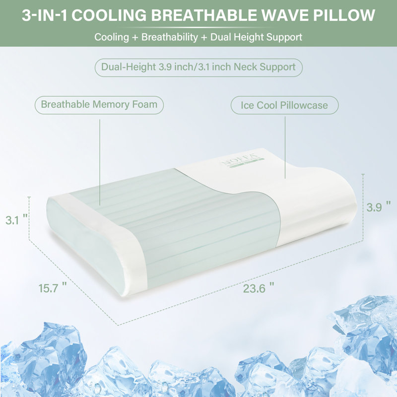 Très grand matelas en mousse à mémoire de forme de 12 pouces avec coussins ergonomiques Wave, Très grand lit