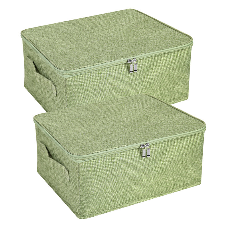 Grande boîte de rangement en tissu, H 10 po x l 18 po x P 14 po, Vert