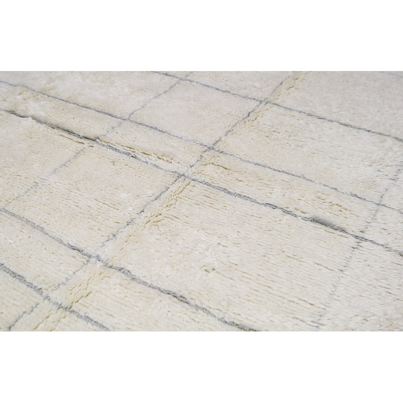 Wool Area Rug in Ivory, Rectangle 9' x 12'