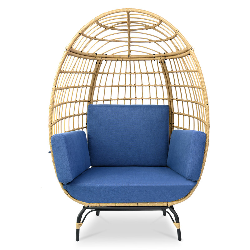 Chaise de patio avec coussins Alyssha, Bleu