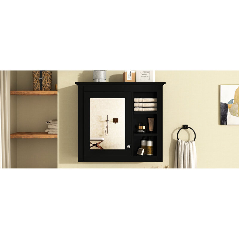 Pharmacie 30 po x 28 po avec miroir - matériaux et rangement de salle de bain moderne et polyvalent, Noir