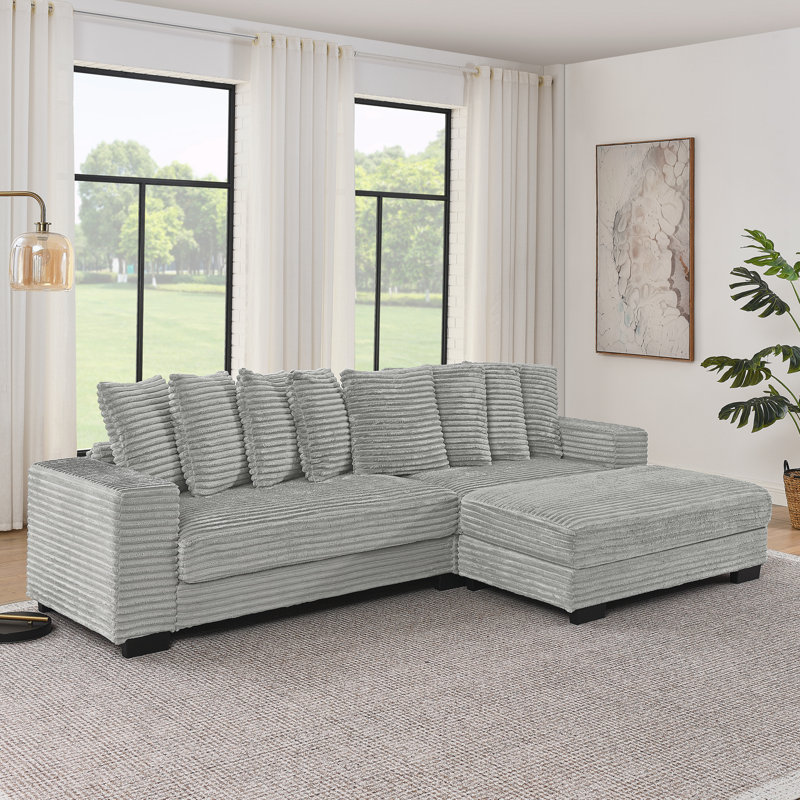 Upholstered Sleeper Sectional Sofa, Gray