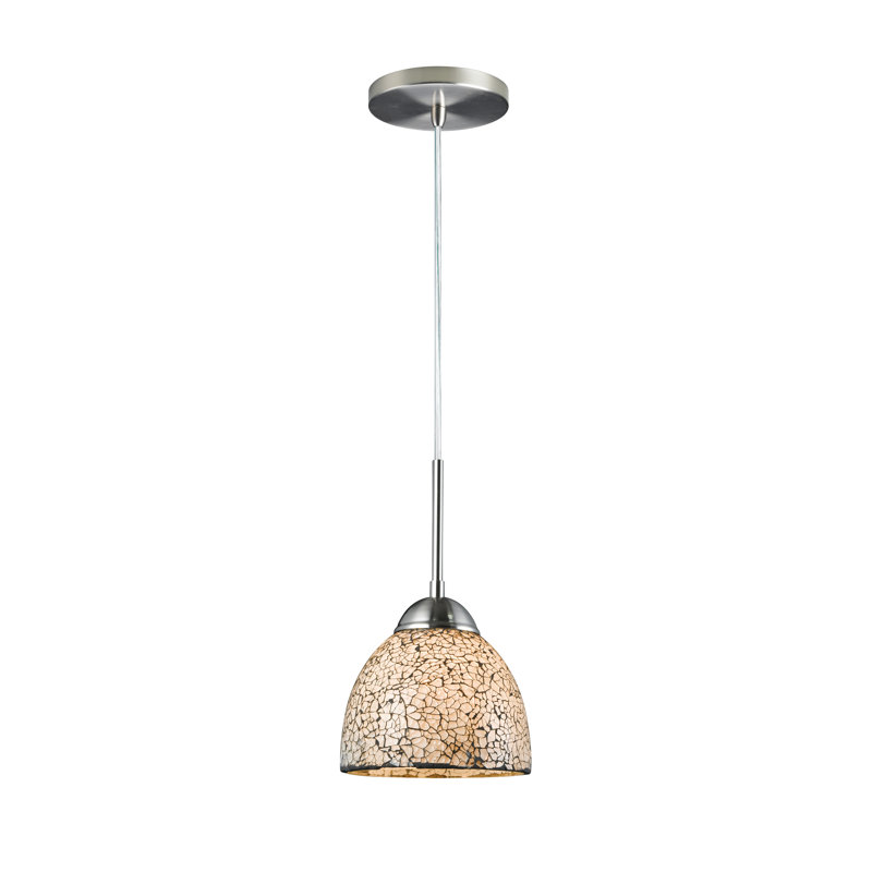 1 - Light Single Pendant, White, Satin Nickel
