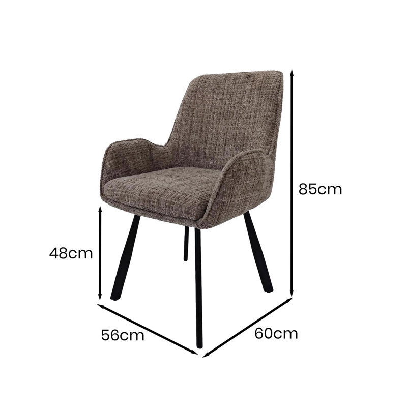 Fabric Upholstered Metal Armchair, Brown