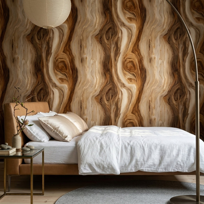 Papier peint imitation bois, motif de nœuds, bois naturel. Fresque murale, Non-Woven Non-Pasted