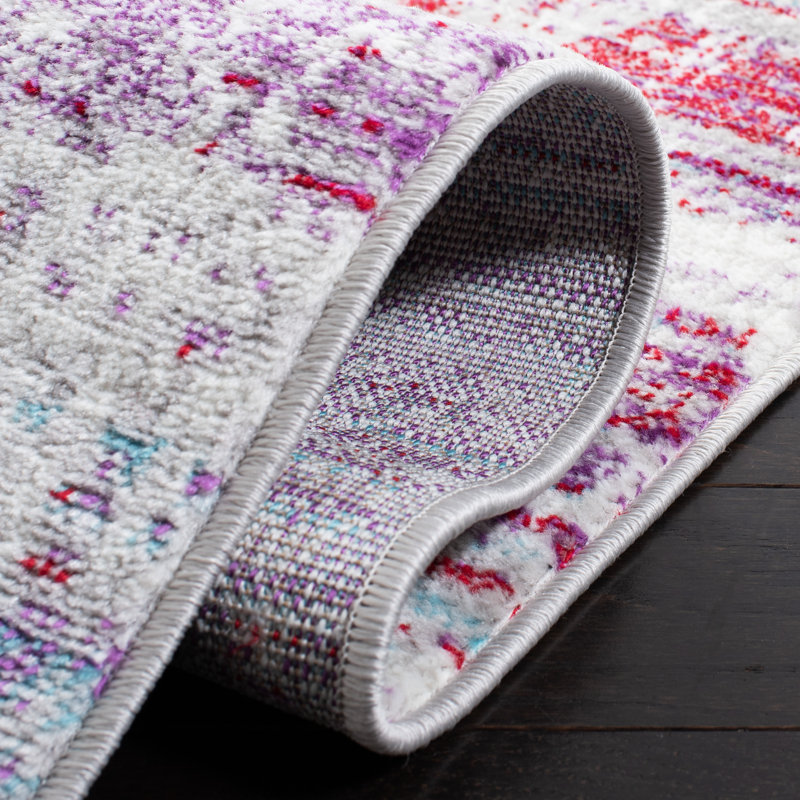 Olmstead Abstract Purple/Blue/Gray Area Rug, Rectangle 4' x 6'