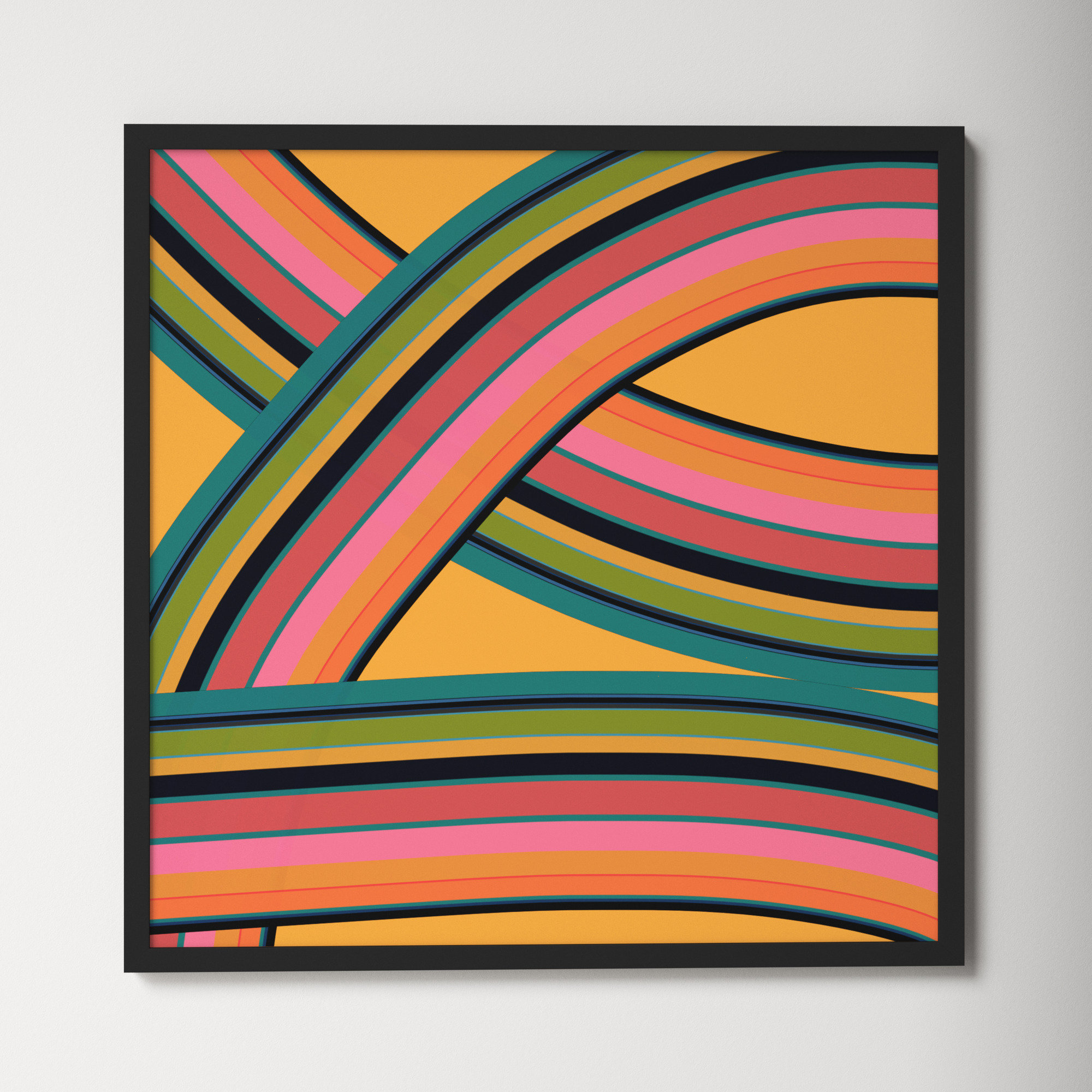 Twist Series I Fiesta Twist by Jacques Pilon - Picture Frame Graphic Art, Black, 36" H x 36" W x 1.25" D