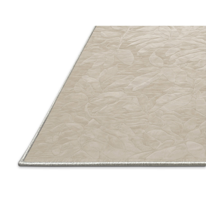 Tapis beige soyeux et moelleux, Rectangulaire 3 pi x 5 pi
