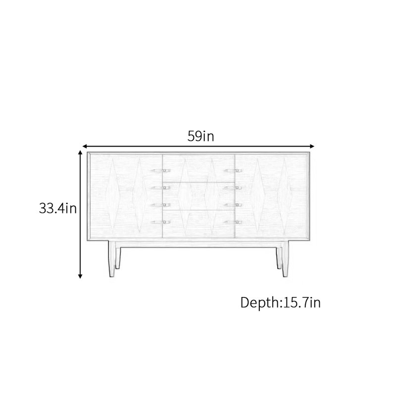 Chambaud, 33.4" H x 59" W x 15.7" D