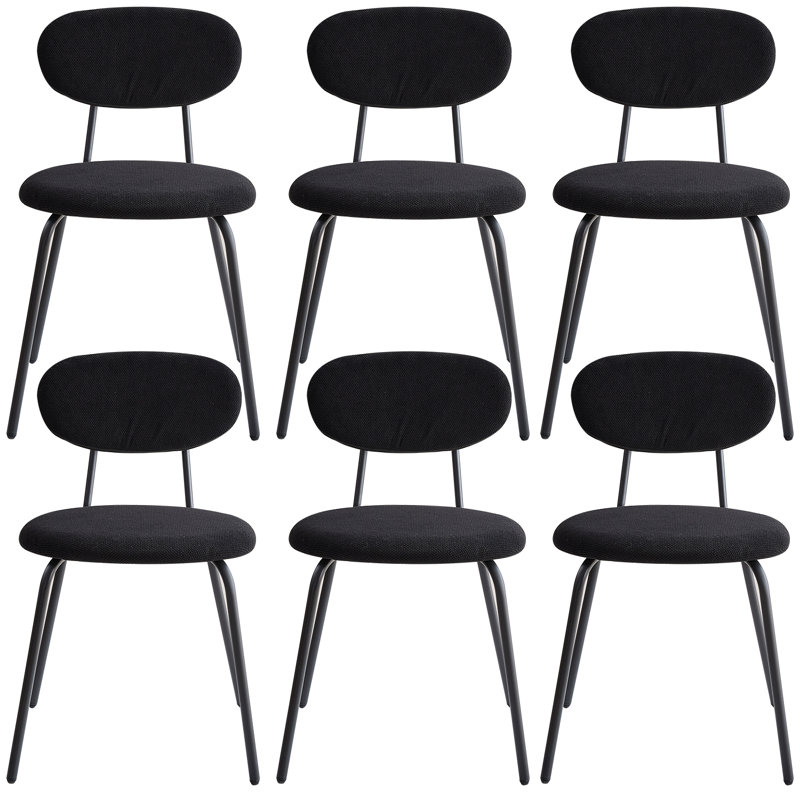 Cotton Blend Upholstered Metal Stacking Accent, Black, 6