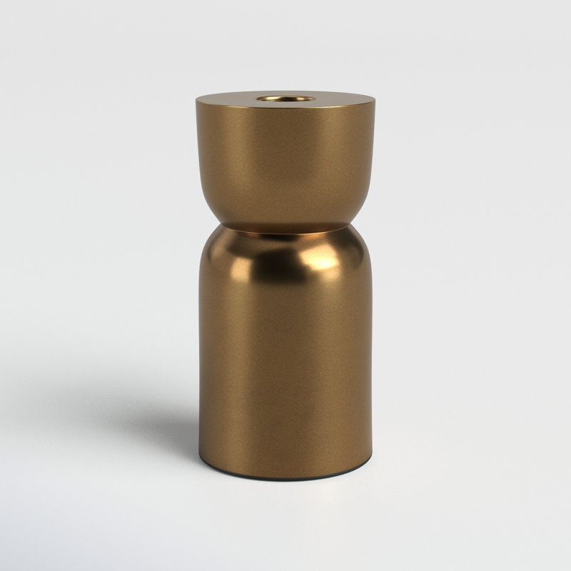 Bougeoir de table en métal, Or, H 5 po x l 2,5 po x P 2,5 po