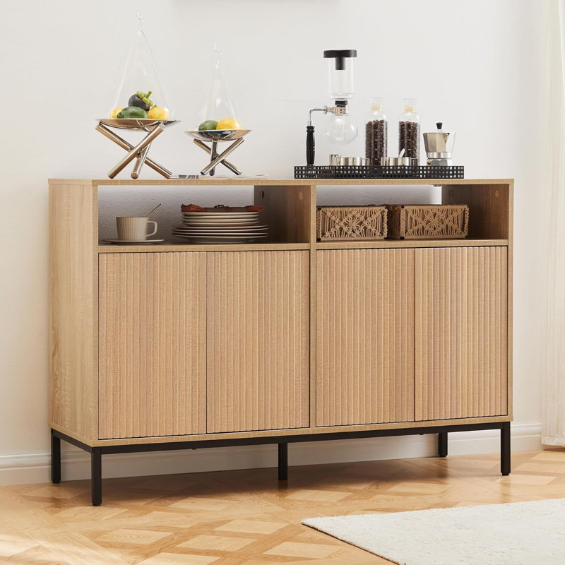 Buffets noirs en rotin 2 portes, Noir