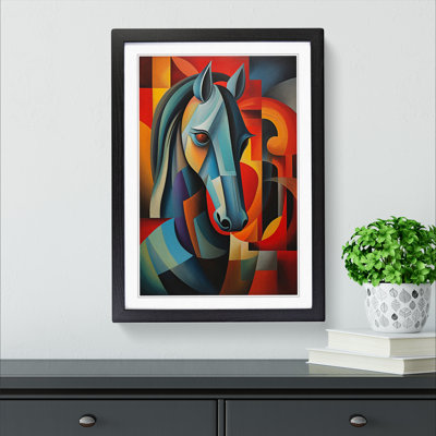 XYZ-FRM-V1223-3660 Horse Cubism - Single Picture Frame Print on Wood