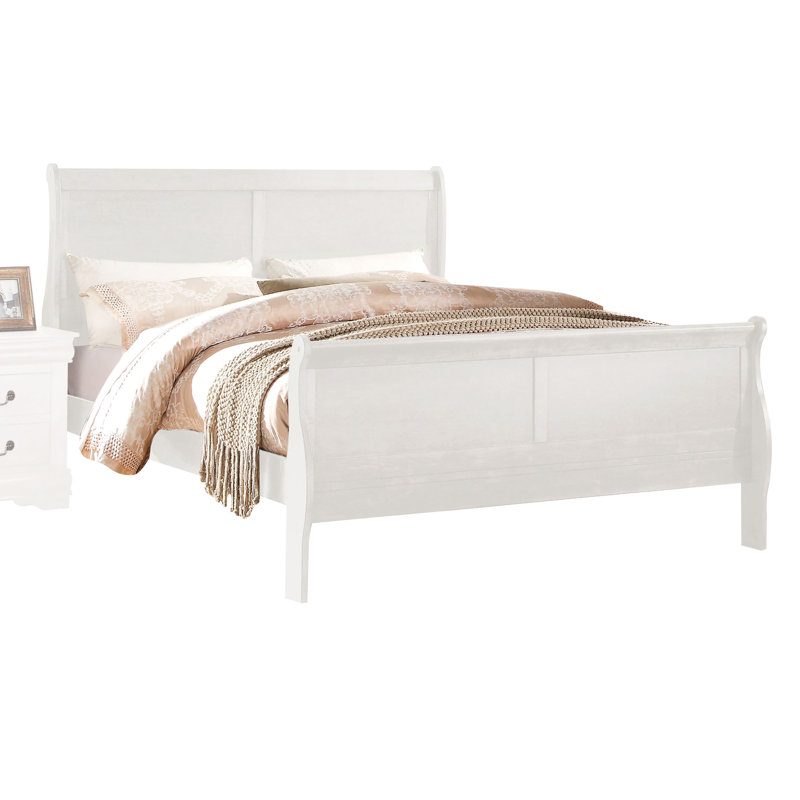 Très grand lit intemporel en blanc avec structure et apparence épurée, Blanc, Très grand lit