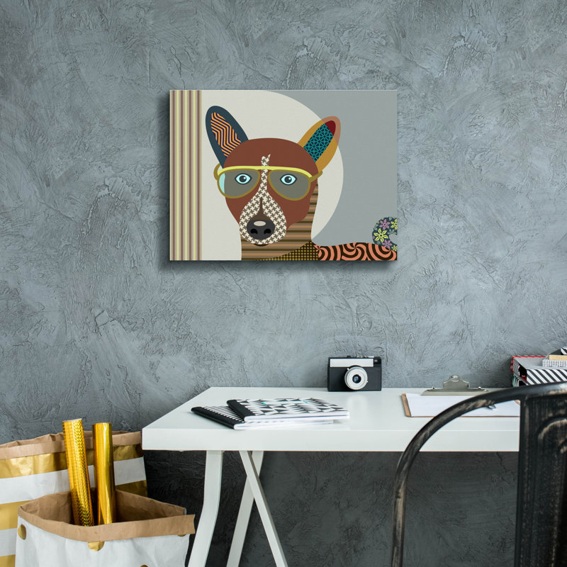 «Basenji Dog» par Lanre Adefioyue, H 12 po x l 16 po x P 0,75 po