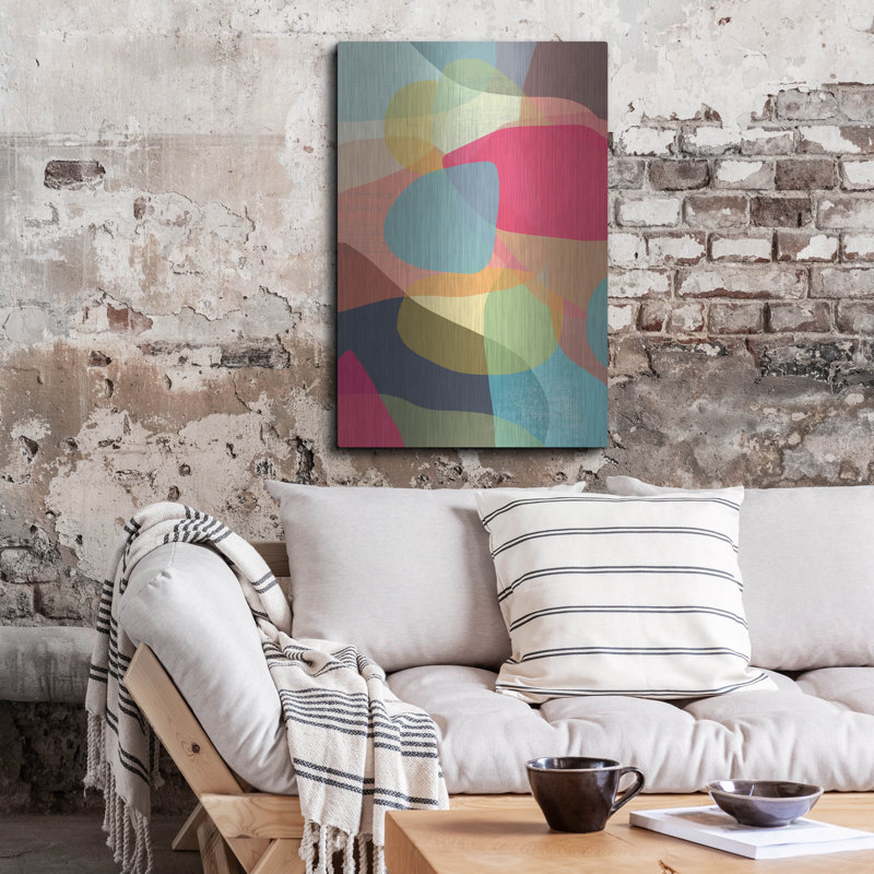 Art mural en métal Latitude Run® «Layered Earth One» par Jan Weiss, H 36 po x l 24 po