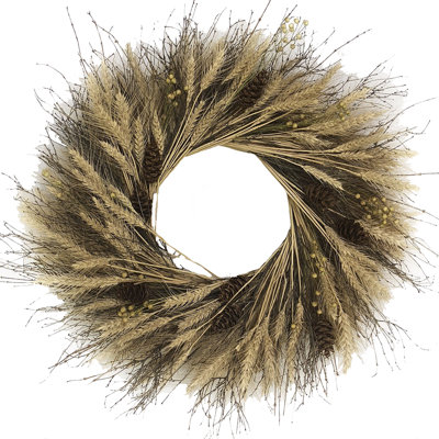 Preserved Wheat & Brush 22" Fall Wreath