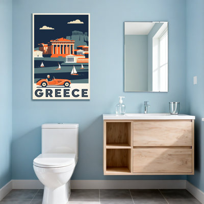 Scenic & Cityscapes Greece Ancient Temples Sea Boats Vintage Car
