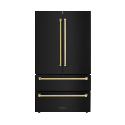 ZLINE 36"" Autograph Edition 22.5 cu. ft Freestanding French Door Refrigerator with Ice Maker in Fingerprint -  RFMZ-36-BS-CB