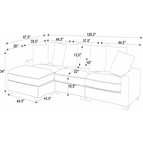 Wade Logan® Ava-Rae 4 - Piece Upholstered Sectional & Reviews | Wayfair