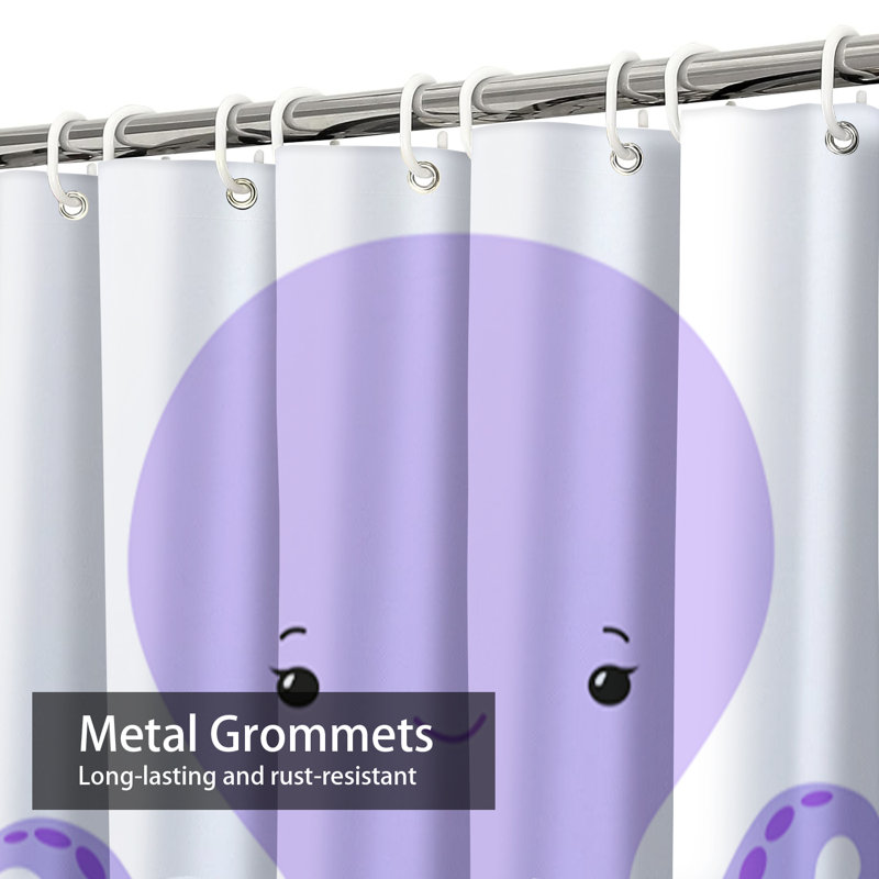 Cute Cartoon Octopus Underwater Shower Curtain with 12 Hooks, L 72 po x l 84 po
