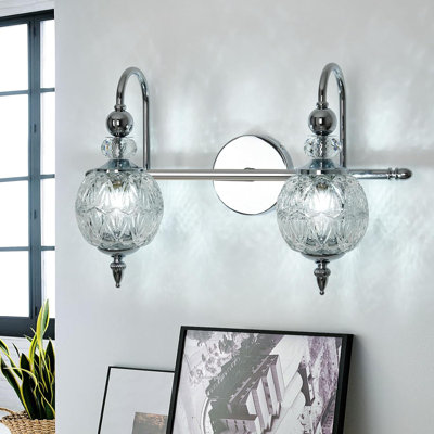 Luminaire ModernVanity avec abat-jour sphérique en verre, applique murale 2 lumières pour la salle de bain, la chambre à coucher, la cuisine et le couloir