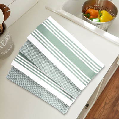 Cotton Stripe Waffle Dish Towel Kitchen Towel