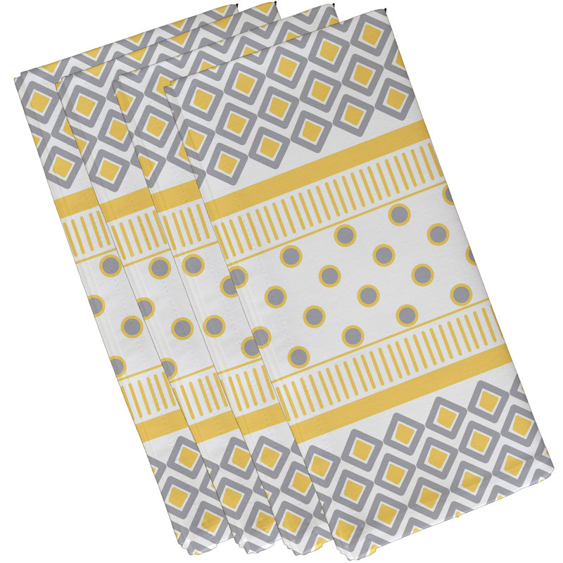 Ferrier Polyester Geometric Square Napkin, Yellow