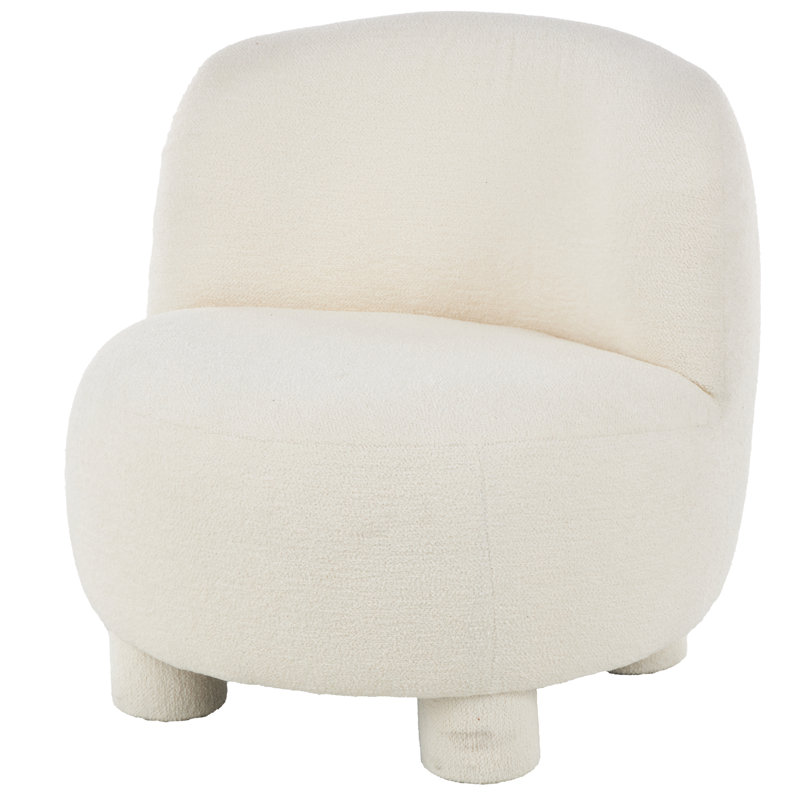 Polyester Rounded Barrel Living Room Cream Accent Chair