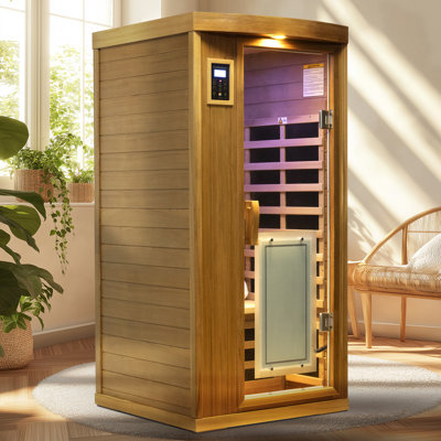 Low Emf One Person Far Infrared Red Cedar Deluxe Indoor Sauna Room 