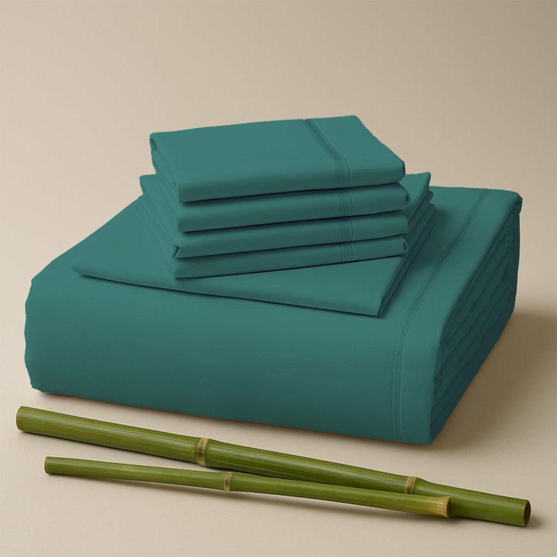 Premium Rayon From Bamboo Blend Sheet Set With Deep Pockets, Cooling and Breathable, Teal