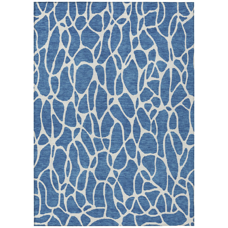 Zarelia Blue Washable Indoor-Outdoor Rug - , 10' x 14'