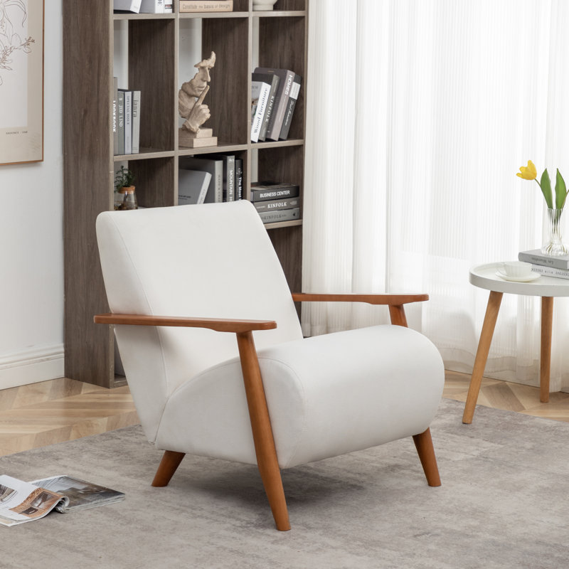 Upholstered Armchair, Beige Linen