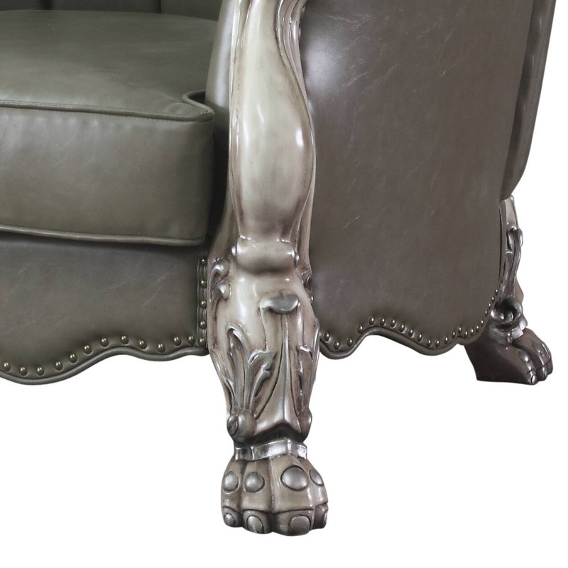Fauteuil capitonné de 46 po de largeur Caruthers, Similicuir gris