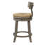 Tabouret de bar en bois avec assise en ruppie maritime naturelle, gris récupéré