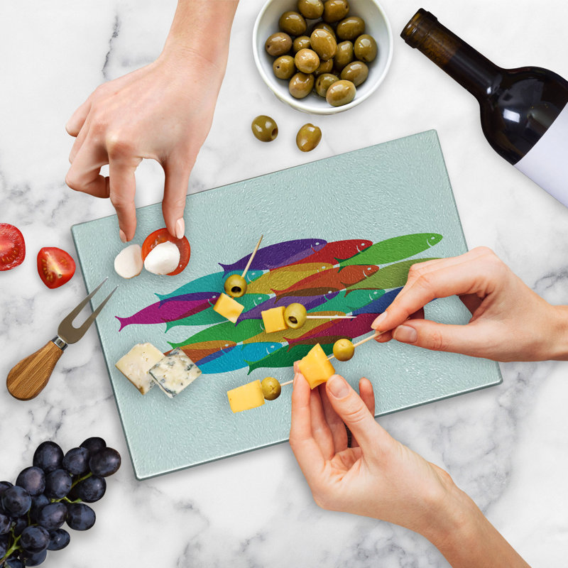 Multicolore planche à découper en verre trempé Ambesonne