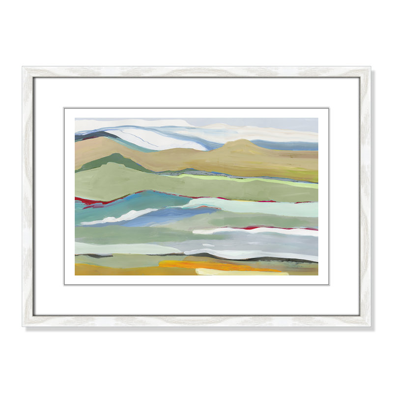 Dee Goodbye Summer on the Hills - Picture Frame Painting, White Wood Framed, 17" H x 23" W x 0.75" D