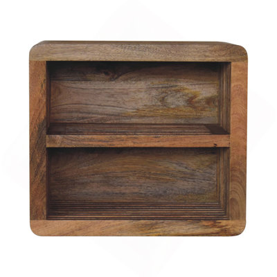 Solid Wood Soba Wall Mounted Bedside, 2-Drawers, Brown