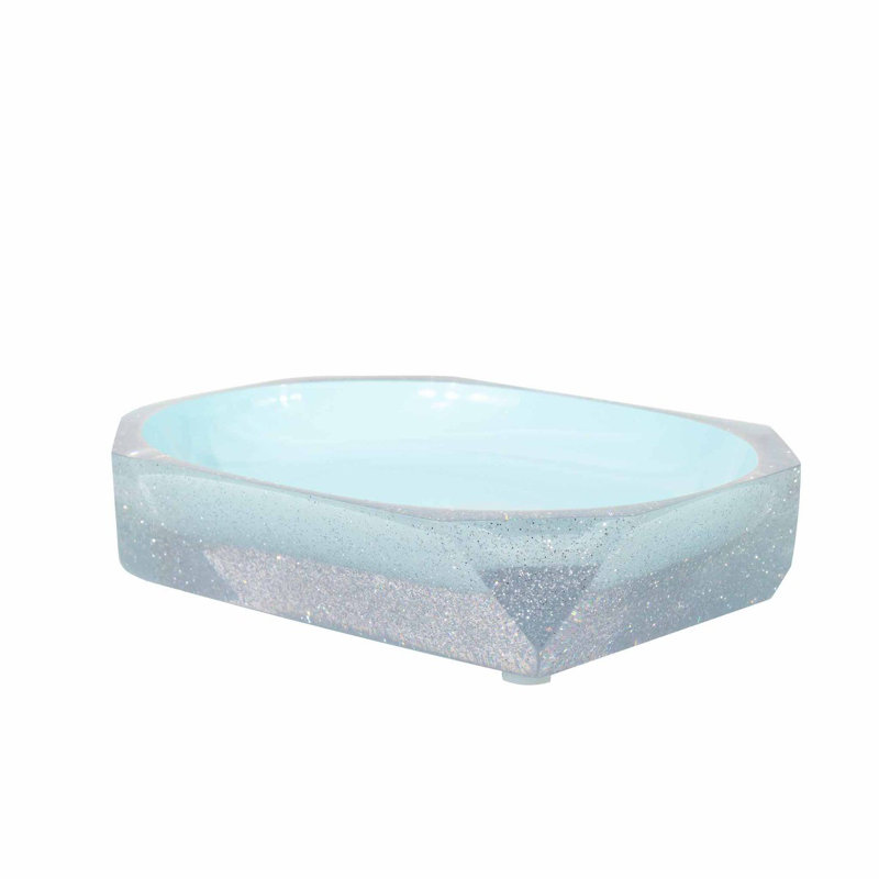 Plateau de salle de bain à facettes Sparkles Home | Porte-savon en résine durable, Turquoise